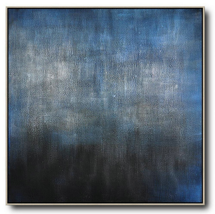 Oversized Canvas Art On Canvas,Oversized Contemporary Painting,Huge Canvas Art On Canvas Black,Blue,Gray
